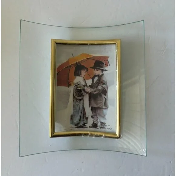 NIB Elegant Glass and Gold tone Picture Frame Decorated for Pic.W 3.5" x H 5.5" - Picture 4 of 11